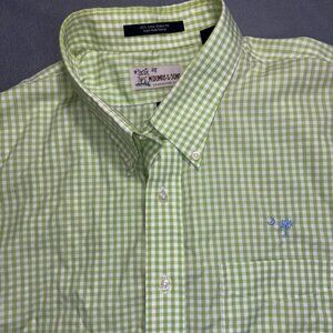 M. Dumas & Sons Wrinkle Free Tailor Cotton SSBD Lime Green Gingham SC Palmetto